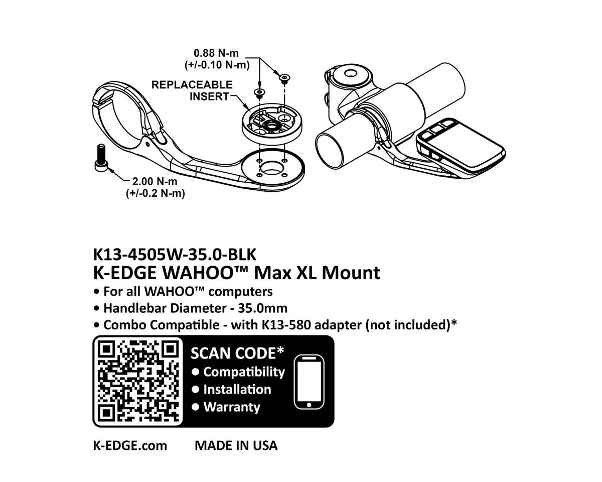 K-Edge 35mm Max XL Mount (Black Anodized) (Wahoo Insert) - view 4